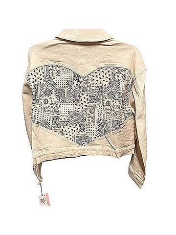 Avec Les Filles Trucker Jean Jacket with Bandana Heart Back Inset Jacket (view 2)