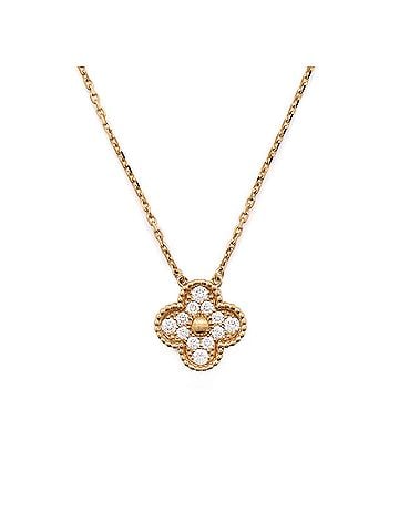 Van Cleef & Arpels Vintage Alhambra Pendant Necklace 18K Yellow Gold and Diamonds (view 1)