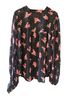 Anthropologie Floral Black Pink Blouse Size L - photo 2
