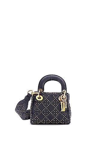 Christian Dior Supple Lady Dior Bag Cannage Studded Denim Mini (view 1)