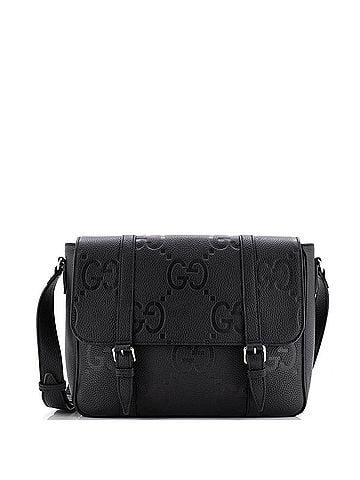 Gucci Double Belt Flap Messenger Bag Jumbo GG Embossed Leather Medium (view 1)