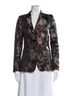 Alice + Olivia Floral Black Burgundy Blazer Size 4 - photo 1