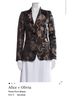 Alice + Olivia Floral Black Burgundy Blazer Size 4 - photo 4