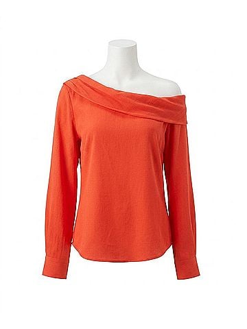Finley Dani One Shoulder Washed Cupro Top in Flame (view 1)