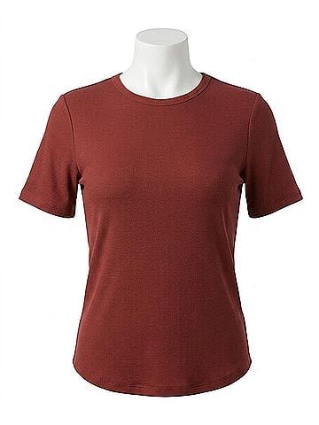 Grace & Lace Essential Ribbed Short Sleeve Tee in Rust (view 1)