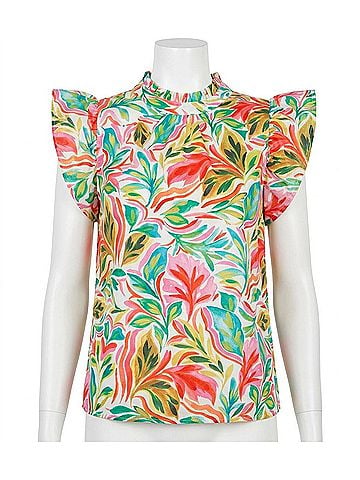 THML Lyla Short Sleeve Print Top in Spring Floral (view 1)