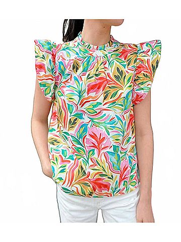 THML Lyla Short Sleeve Print Top in Spring Floral (view 2)