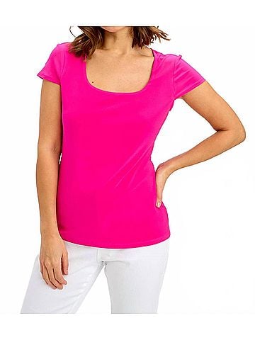 Frank Lyman Design Scoop Neck Knit Top in Pink (view 2)