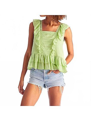 Allison Quinn Ruffle Tank in Aloe (view 2)
