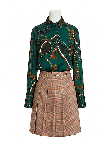Marc Cain Silk Blouse With Chain Design in Soft Forest (view 1)