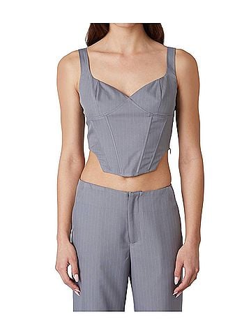 Nia Noa Pin Stripe Corset Top in Gray (view 2)