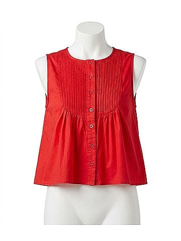 TCEC Davis Pleated Tank Top in True Red (view 1)