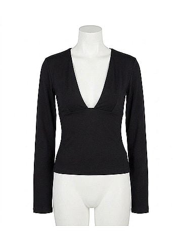 Susana Monaco Long Sleeve Open Front Top in Black (view 1)