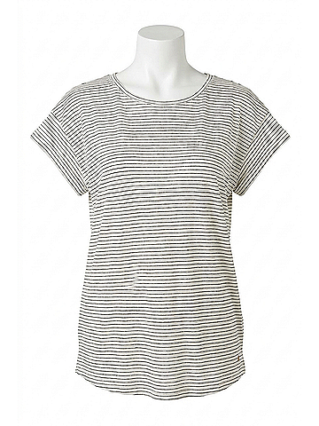 Hatch Everyday Linen Tee in White Black Stripe (view 1)