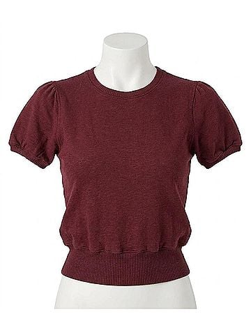 Project Social T Women's Stay Awhile Short Sleeve Sweatshirt in Merry Merlot (view 1)