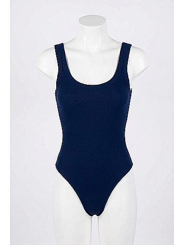 Nikibiki Ribbed Scoop Bodysuit in Indigo (view 2)