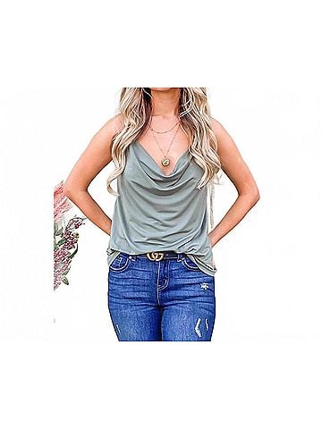 AndTheWhy Daisy Cowl Neck Camisole Top in Olive (view 2)
