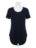 Joseph Ribkoff Solid Blue Rounded Hem Tee in Navy Size 14 - photo 1