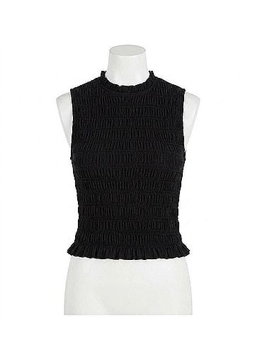 Pistola Phoebe Smocked Tank Top in Noir (view 1)