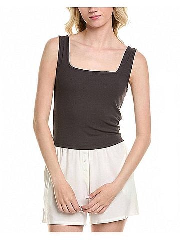 Barefoot Dreams Malibu Collection Ultra Soft Rib Top in Carbon (view 2)