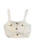 Le Lis Solid Brown Button Cropped Top in Beige Size M - photo 1