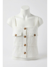 Le Lis Solid Brown Button Cropped Top in Beige Size M - photo 2