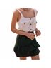 Le Lis Solid Brown Button Cropped Top in Beige Size M - photo 4