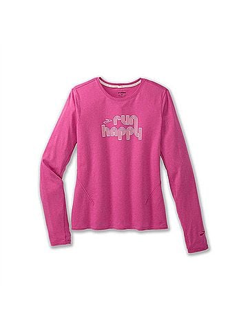 Brooks Women'S Distance 2.0 Long Sleeve Top in Frosted Mauve/Retro Rh (view 1)