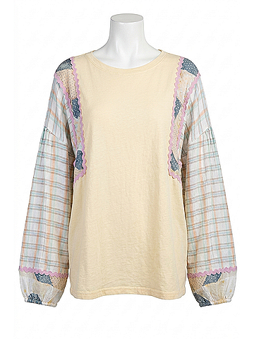 Easel Dijon Mix Print Top in Yellow Multi (view 1)