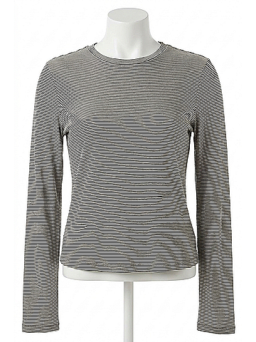 perfectwhitetee Jamie Long Sleeve Shirt in Ivory/Black Stripe (view 1)