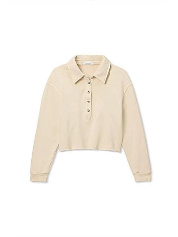 perfectwhitetee Vinny Collared Sweatshirt in Sugar (view 1)