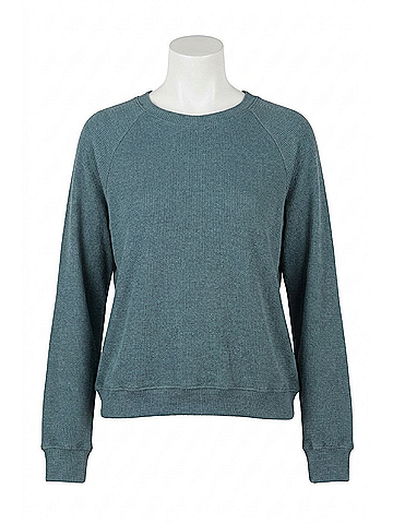 perfectwhitetee Cooper Waffle Raglan Crew Sweatshirt in Slate (view 1)