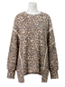 Bibi Animal Print Brown Oversized Waffle Thermal Sweatshirt in Leopard Size XL - photo 1