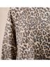 Bibi Animal Print Brown Oversized Waffle Thermal Sweatshirt in Leopard Size XL - photo 6