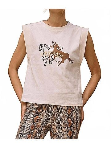 Skies Are Blue Yeehaw Tank in Beige (view 2)