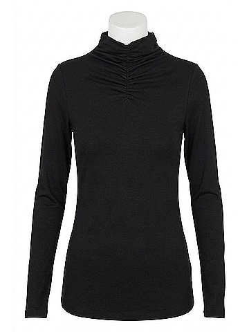Joseph Ribkoff Rouched Neck Top in Black (view 1)