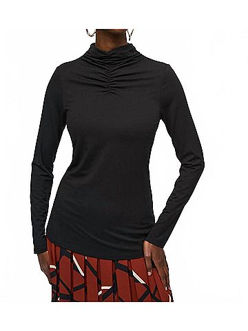Joseph Ribkoff Rouched Neck Top in Black (view 2)