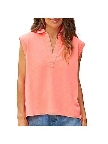 Frank & Eileen Olivia Popover Henley Tank in Wild Strawberry (view 2)
