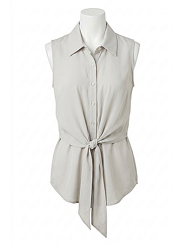 Joseph Ribkoff Maria Sleevless Tie Front Top in Moonstone (view 1)