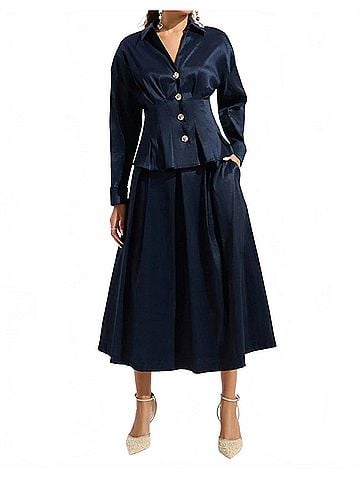 Joseph Ribkoff Stretch Taffeta Fit & Flare Blouse in Midnight Blue (view 2)