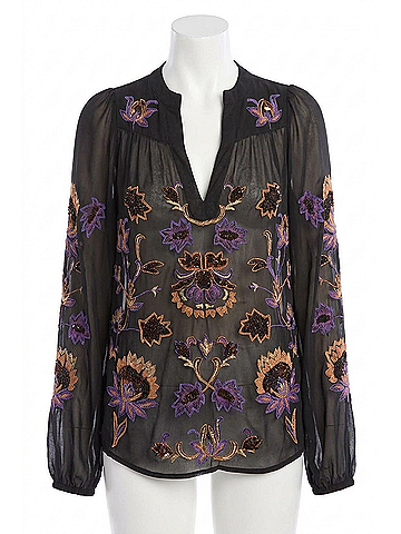 Allison Nicola Long Sleeve Blouse in Black (view 1)