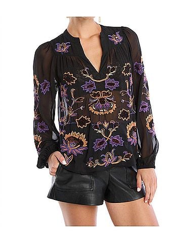 Allison Nicola Long Sleeve Blouse in Black (view 2)