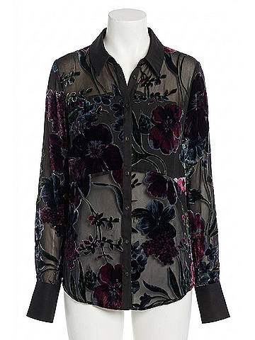Allison Sade Button Down Top in Black Floral (view 1)