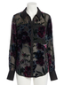 Allison Floral Black Sade Button Down Top in Black Floral Size XS - photo 1