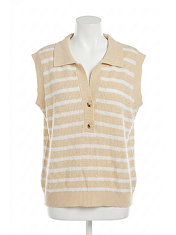Bibi Sailor's Stripe Knit Vest in Oatmeal/Ivory (view 1)