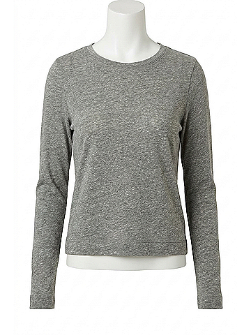 perfectwhitetee Parker Cotton Long Sleeve Top in Heather Grey (view 1)
