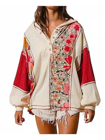 Bibi Blush & Bloom Hoodie in Cream (view 2)