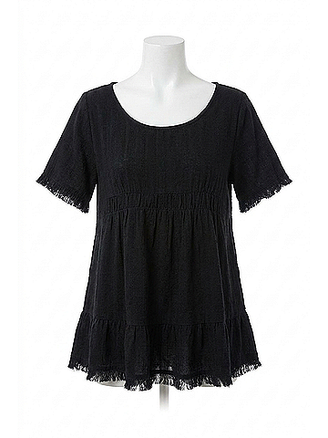 Umgee Short Ruffle Sleeve Tunic in Black (view 1)