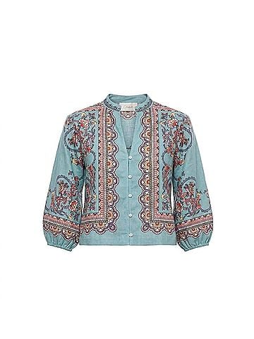 Cleobella Bleura Noelle Button Front Blouse in Blue (view 1)