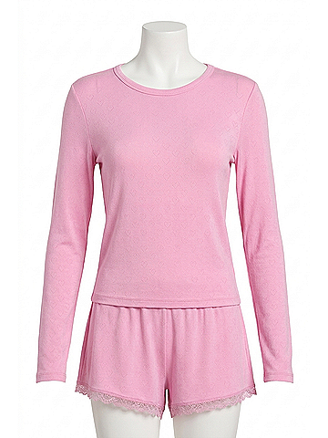Z Supply Maison Pointelle Long Sleeve Top in Pink Crush (view 1)